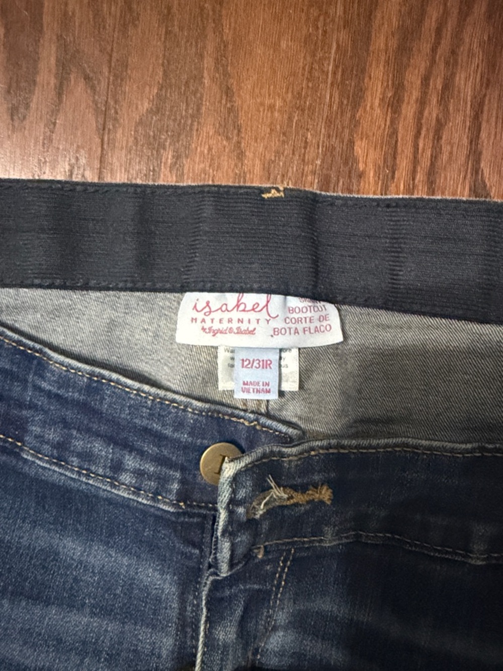 Isabel Maternity by Ingrid & Isabel Medium Blue Flare Jeans with Black Waistband - Picture 3 of 3